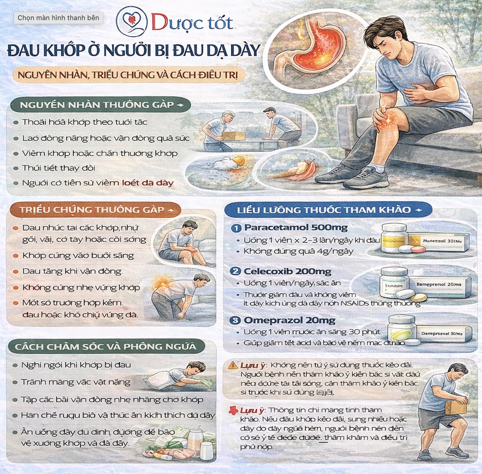 Điều trị đau khớp ở người đau dạ dày